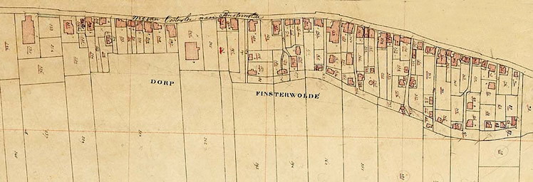 Kaart van Finsterwolde omstreeks 1828.